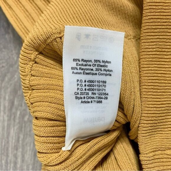 Aritzia Wilfred Zeta Midi Skirt Pleated High rise Ribbed Knit Side Slit Golden - Picture 11 of 14